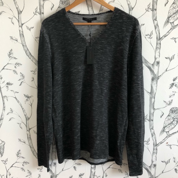 JOHN VARVATOS Star USA Space Dye V Neck Sweater M - Picture 3 of 4